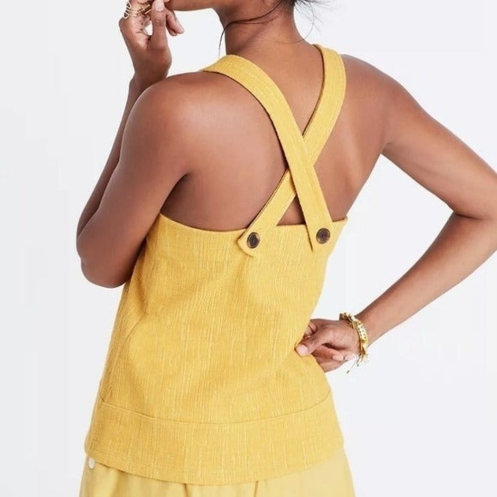 Madewell Apron Cross-Back Yellow Tank Top Size Medium
